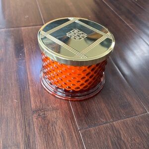 Homeworx Slatkin Co HARVEST DONUT 3-Wick 14 oz Candle Red Jewel Glass Gold Lid